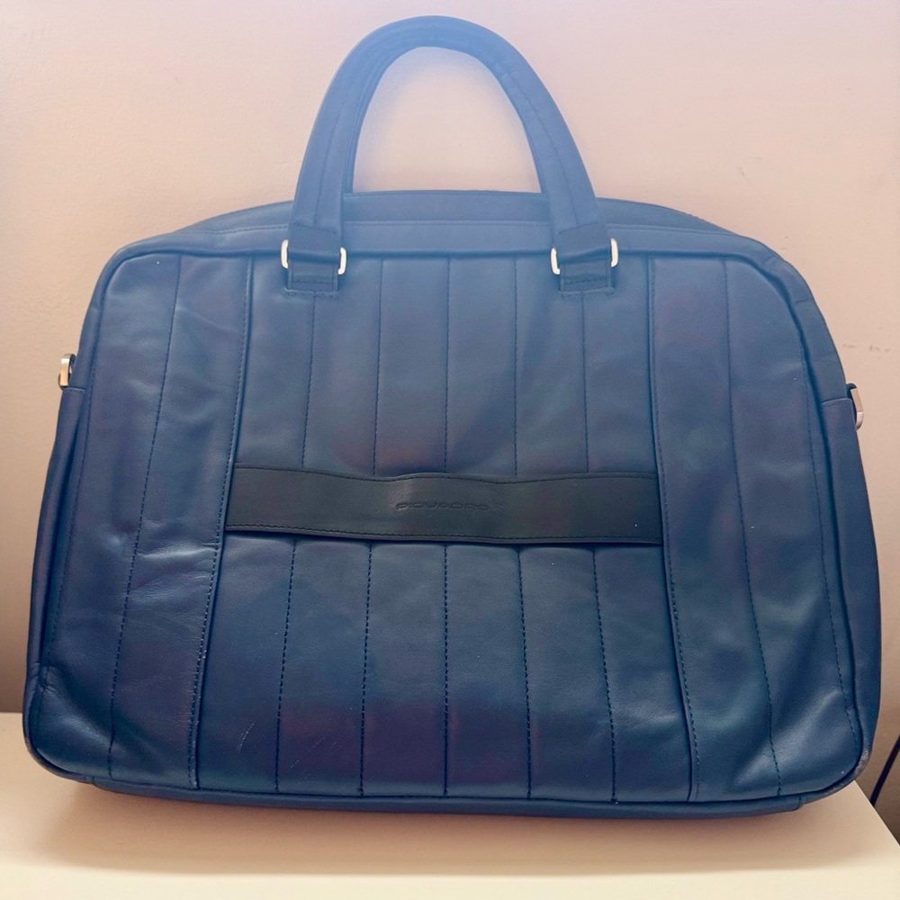 Piquadro Blue Leather Laptop Briefcase – Like New